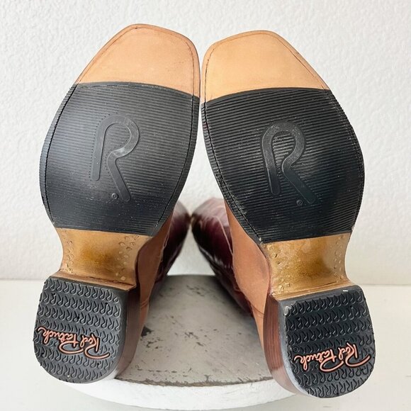 Rod Patrick Womens Knee High Cowboy Boots 6B Brown Red Cowgirl Western Blunt Toe - Picture 8 of 10